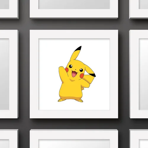 Vista 3 de Trends International Gallery Pops Pokemon - Pikachu Waving Pose - Arte de pared, versión enmarcada blanca, 12 x 12 pulgadas Versión enmarcada