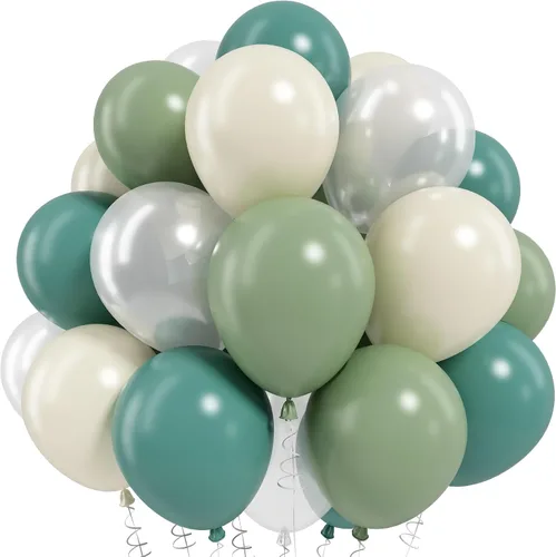 Vista 26 de Globos verdes y negros, globos metálicos de 12 pulgadas, color plateado, verde, arena, blanco y negro, globos de fiesta de fútbol, helio, globos