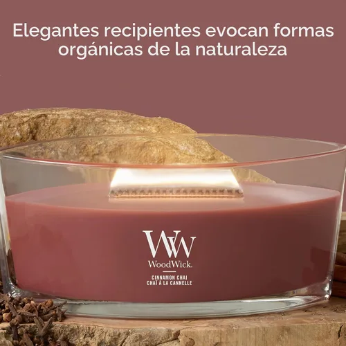 Vista 4 de WoodWick - Vela perfumada Chai de canela, mecha, 16 onzas Canela Chai