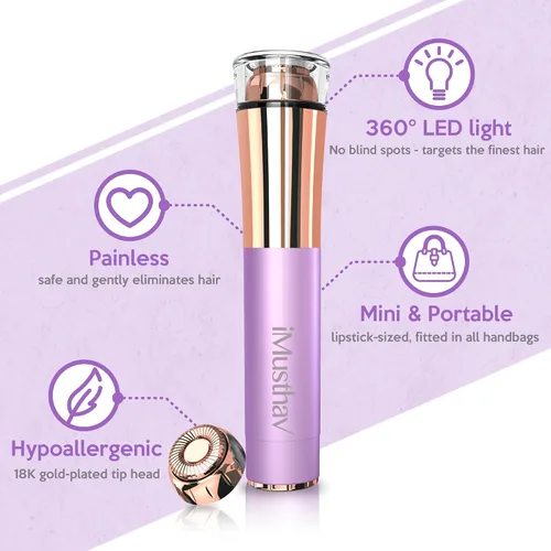 Vista 2 de Depilación facial para mujeres, removedor de vello facial eléctrico sin dolor e impecable, afeitadora facial y recortadora para labio superior