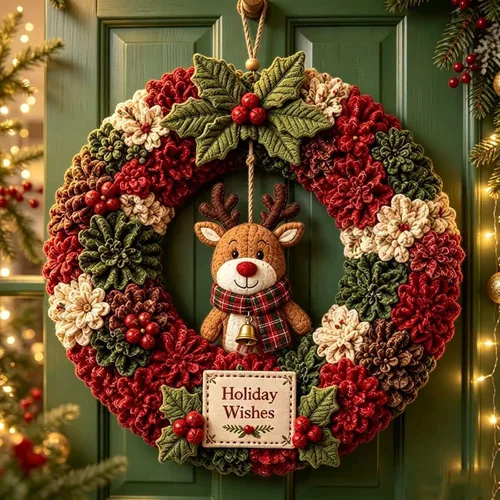 Vista 9 de Kit de corona de tela de Navidad para bricolaje, arte sin coser