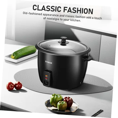 Vista 3 de Lurrose Arrocera eléctrica con tapa transparente, olla portátil para estofado doméstico para sopa de gachas de arroz, sopa y vaporera, enchufe