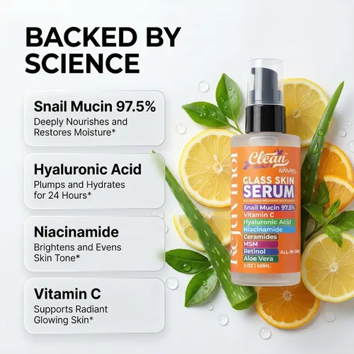 Vista 3 de Clean Beauty Suero de mucina de caracol con vitamina C, suero facial antienvejecimiento con ácido hialurónico, niacinamida, retinol, MSM, aloe vera