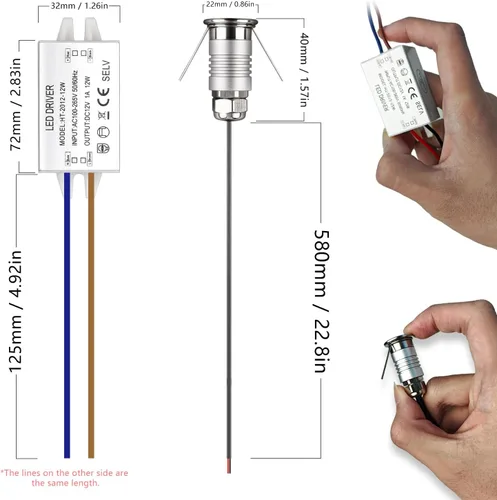 Vista 2 de Mini lámpara subterránea 201, 1 W, DC12 V, IP67, tipo empotrado de bajo voltaje, cubierta de acero inoxidable 304, adecuada para terrenos al aire