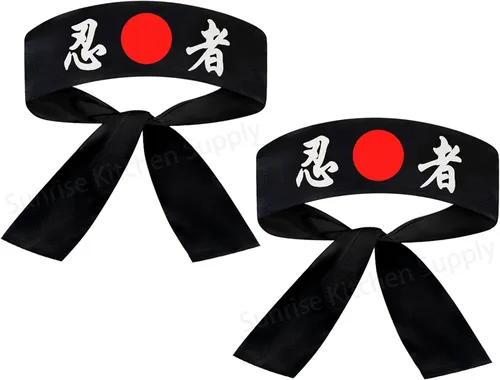 Vista 7 de Sunrise Kitchen Supply - Diadema de karate japonesa para chef de sushi hachimaki, 2 piezas