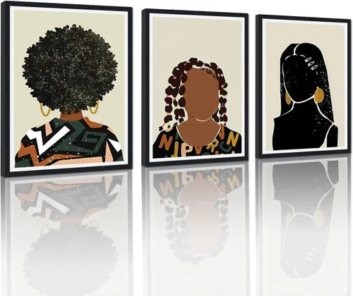 Vista 104 de MAMAGO Lienzo decorativo para pared, pintura de belleza dorada y negra, fotos de mujeres africanas, hermosos pósteres de mujer negra, impresiones