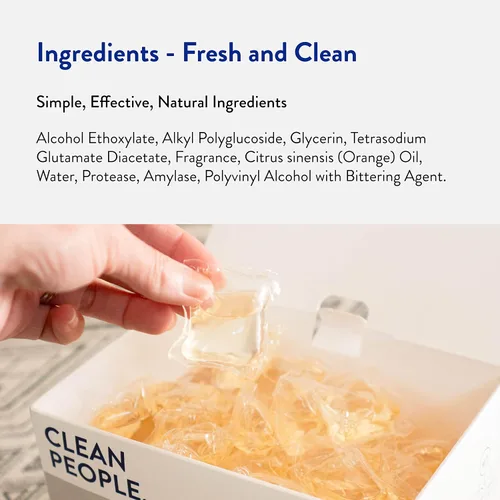 Vista 5 de Clean People Cápsulas de detergente para ropa y hojas suavizantes de tela, a base de plantas, detergente ecológico de 96 unidades y hojas