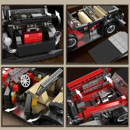 Vista 4 de Mould King 10114 Kits de Construcción de Coches Clásicos, Juego de Bloques de Construcción de Modelos de Coches Vintage MOC, Regalo