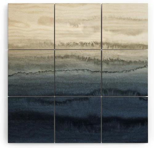 Vista 4 de Society6 Monika Strigel - Mural de pared de madera de sirena de verano de mediados de siglo, 4 x 4 pies, multicolor