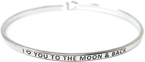 Vista 8 de By you - Brazalete con gancho, pulsera delgada grabada con un mensaje positivo e inspirador