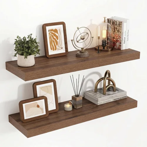 Vista 52 de Acovy Estantes flotantes de 16 pulgadas, estantes flotantes de 16 x 9.25 x 1.5 pulgadas de profundidad para pared, estantes de madera para baño