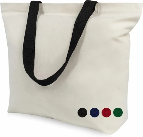 Vista 11 de TOPDesign Paquete de 2 bolsas de lona con cierre magnético, bolsas de compras reutilizables para comestibles, haz tus diseños creativos
