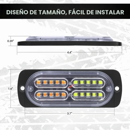 Vista 7 de LINKITOM 4pcs Ultra Slim Sync Feature 24-LED Car Truck Surface Mount Emergencia Hazard Advertencia Luz estroboscópica (Amber & White)