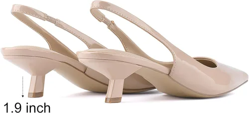 Vista 5 de JENN ARDOR Tacones de gatito cerrados para mujer, con puntera puntiaguda, elásticos, tacones bajos sexys, para novia, boda, invitada de graduación