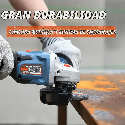 Vista 3 de SENIX PAX2125-M2-0 X2 - Herramienta de amoladora angular sin escobillas de 5 pulgadas, 8500 RPM máximo, mango auxiliar de 3 posiciones, interruptor