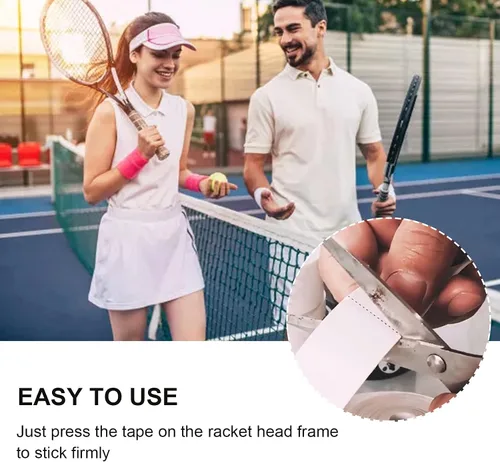 Vista 4 de Cinta de raqueta, cinta antiarañazos para raquetas de tenis, etiqueta protectora de PU (blanco)