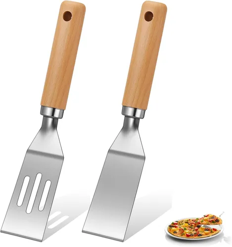 Vista 8 de Patelai Paquete de 5 espátulas pequeñas, mini espátula para servir y voltear, espátula para brownies, para servir y voltear, para cocinar Agarradera