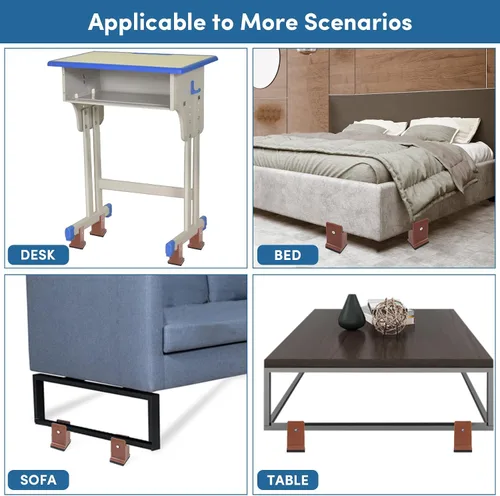 Vista 6 de DEDU Elevadores de cama con abrazadera de tornillo ajustable, elevadores de sofá de 3 pulgadas, resistentes, paquete de 4 unidades que soportan