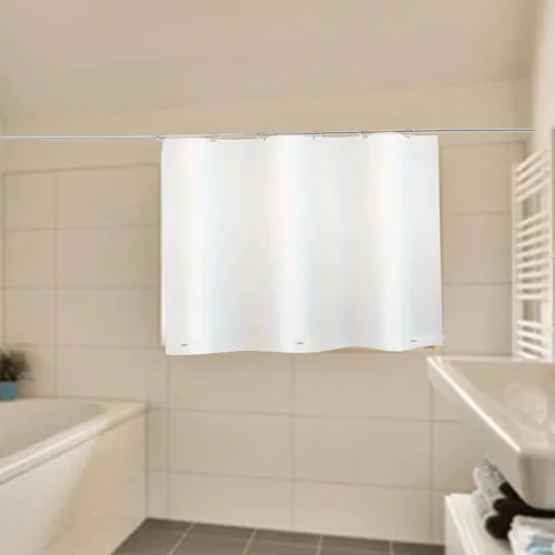 Vista 12 de Forro de cortina de ducha estrecho de 24 x 72 pulgadas con imanes inferiores y clips magnéticos para mantener cerrado, forro de ducha pequeño