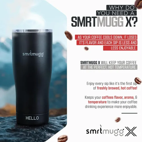 Vista 7 de SMRTMUGG X Taza de café calentada de 19 oz., duración de batería de 8 horas, autocalentamiento, temperatura controlada ajustable, pantalla LCD