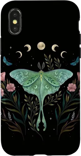 Vista 5 de Funda estética Witchy Luna Moth Flower Floral Moon Phases para iPhone 12 mini