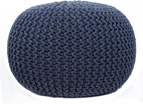 Vista 11 de FRELISH DECOR Puf redondo otomano tejido a mano 100% algodón, taburete de pie, puf de punto, silla de piso para sala de estar y dormitorio