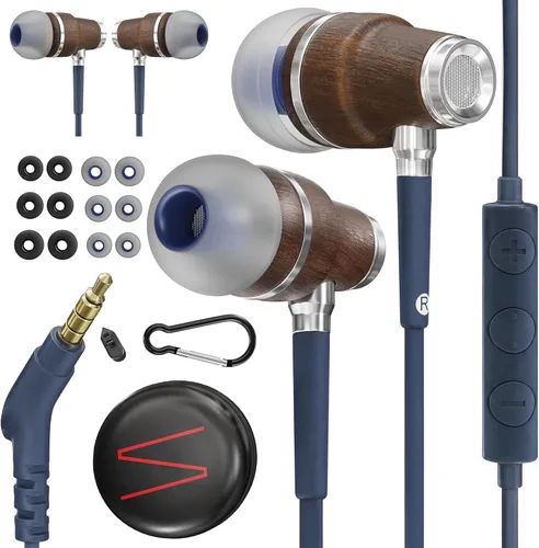 Vista 15 de Auriculares sintonizados NRG 3.0 Premium Madera aisladores de sonido, con micrófono y control de volumen, estilo madera Negro