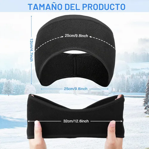 Vista 2 de 8 Piezas Diademas Calentadoras de Orejas con Botones Orejeras de Vellón Diadema para Correr en Invierno Banda Elástica Cubreoreja Elástico