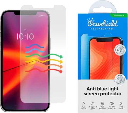 Vista 23 de Ocushield Protector de pantalla de vidrio templado antiluz azul para iPhone XR iPhone 11 6.1" - Protege tus ojos, reduce las migrañas y mejora