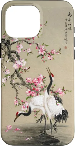 Vista 19 de Red Cap Cranes with Plum Blossoms Japanese Woodblock Art Case for iPhone 17