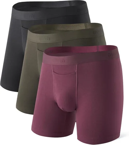 Vista 6 de DAVID ARCHY - Calzoncillos para hombre, estilo boxer briefs de algodón, con bolsa, ultra absorbentes, transpirables, suaves, con bragueta Negro