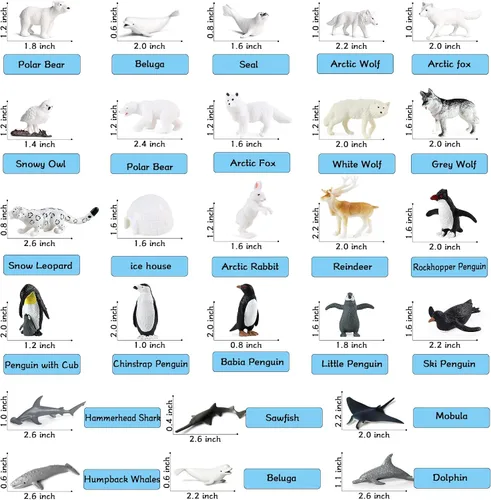 Vista 4 de RCOMG 26 figuras de animales árticos, figuras realistas de animales polares con oso polar, caribú, pingüino y lobo ártico, ideal para huevos