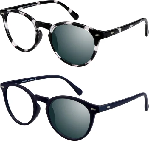 Vista 11 de YEIN - Lentes de lectura bifocales, lentes de sol grises fotocromáticos, para mujeres/hombres (azul marino, aumento de 0.00/+1.00)