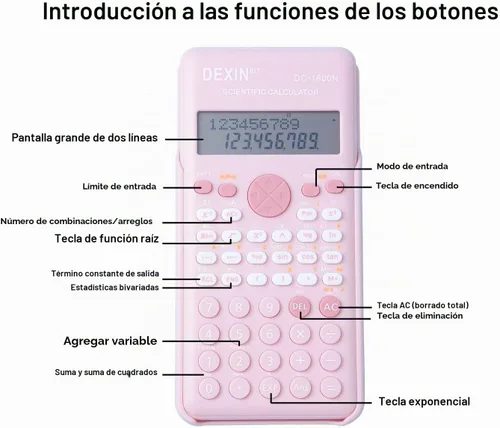 Vista 2 de Calculadoras científicas para estudiantes, 240 funciones, calculadora científica estándar de 2 líneas, suministros de oficina escolar, calculadora