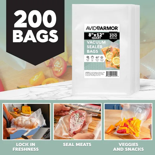 Vista 13 de Avid Armor Bolsas selladoras al vacío de 200 cuartos de galón de 8 x 12 pulgadas para guardar alimentos, grado comercial, sin BPA, resistentes
