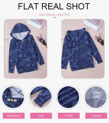 Vista 5 de Dokotoo - Sudaderas casuales de manga larga con capucha para mujer, con cordón y bolsillos