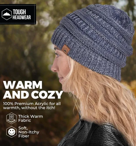 Vista 17 de Gorro de punto para mujer, cálido y suave, elástico, para clima frío de Tough Headwear