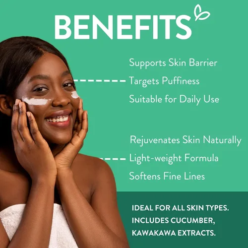 Vista 3 de By Nature Botanicals Crema para debajo de los ojos con ácido hialurónico y cafeína, crema de ojos reafirmante y refrescante para ojeras, cuidado