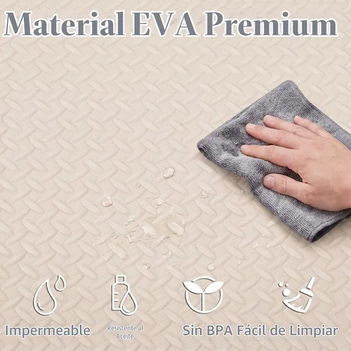 Vista 7 de Tangkula Alfombrillas de ejercicio de 24 azulejos con borde, tapetes protectores de espuma EVA antideslizantes, tapetes elásticos de juego