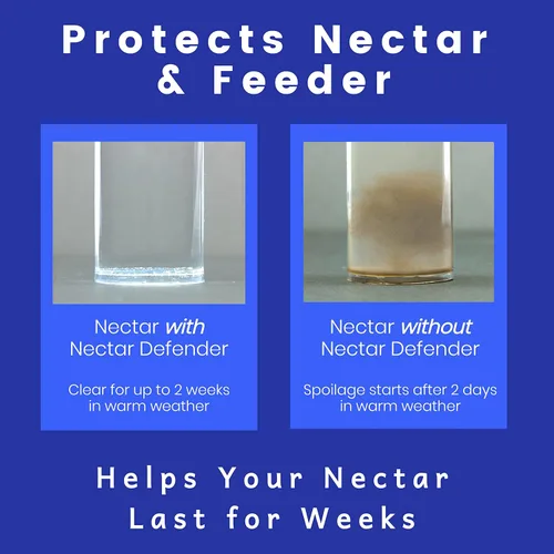 Vista 5 de Nectar Defender - Extensor de néctar de colibrí que prolonga la vida útil del néctar para comederos de colibríes, seguro para pájaros y natural