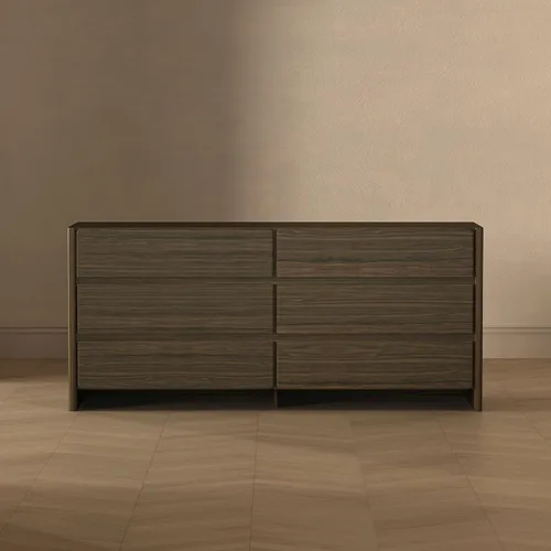Vista 2 de Manhattan Comfort Linda - Cómoda moderna doble ancha para dormitorio con 6 cajones de almacenamiento, armario de madera de 72 pulgadas de largo