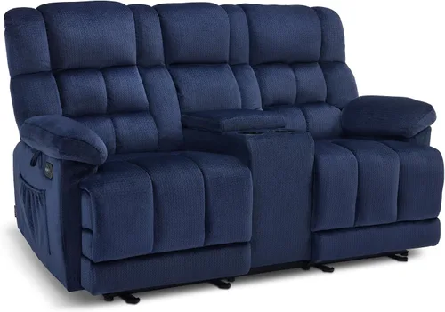 Vista 12 de MCombo Sillón reclinable de gravedad cero con consola, masaje con calor y vibración, sofá reclinable con puertos USB, portavasos para sala de estar