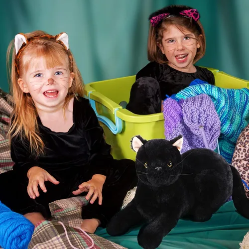 Vista 6 de Sosation - Peluche de gato de 16 pulgadas, juguete de gato negro realista de felpa suave, almohada de peluche linda, regalos lindos para niños