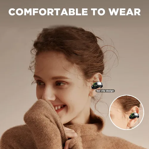 Vista 6 de Auriculares Bluetooth de oreja abierta: auriculares de conducción de aire con auriculares de clip y estuche de carga para correr y entrenar