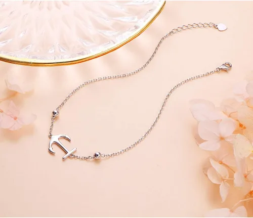 Vista 3 de Tobillera de plata de 925 para mujer, chica, para uso bohemio, playa, ajustable, para regalo de cumpleaños