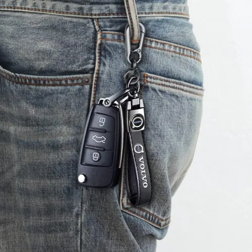 Vista 5 de YUULOO Llavero de cuero genuino para Volvo S90 S60 XC60 XC40 XC90 V40 V60 S60 S80, llavero de cuero duradero para automóvil, soporte de llavero