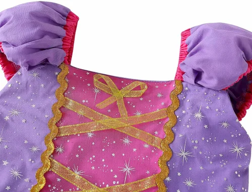 Vista 3 de knemmy Rapunzel - Disfraz para niñas, ropa de vestir de princesa para niñas pequeñas, disfraz de cosplay de Halloween
