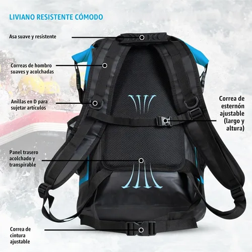 Vista 6 de TACTIKO Mochila resistente 100% impermeable, bolsas secas enrollables para kayak, senderismo, campamento, supervivencia