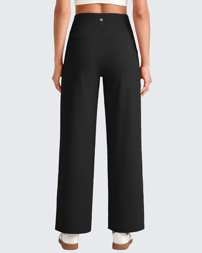 Vista 6 de G4Free EverGoing - Pantalones tobilleros de pierna ancha para mujeres Negro