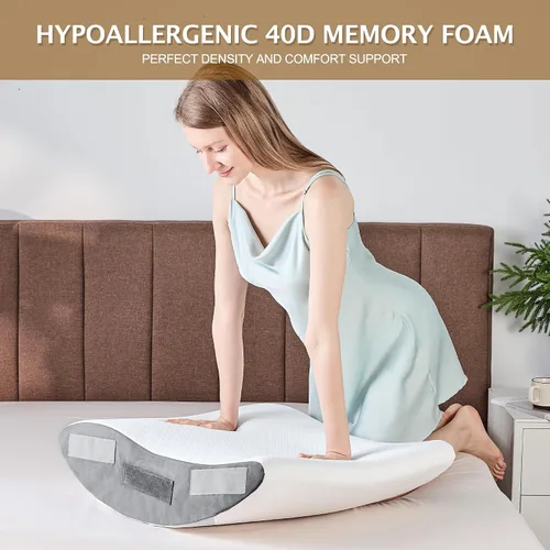 Vista 8 de Almohada de cuña de cama, 4 piezas, ajustable, de espuma viscoelástica, triangular, para después de la cirugía, cuña de almohada para la apnea